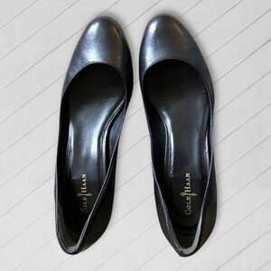 Cole Haan Nike Black Leather Wedge Heels Size 8